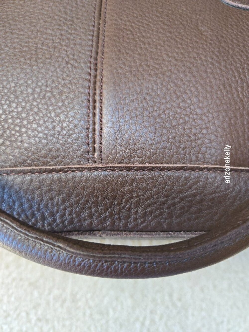 NWOT L.L. Bean Leather Satchel Purse Bag Handbag Brown Pinstripe Lining - Picture 14 of 15